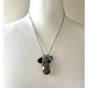 Express multi charm silver necklace